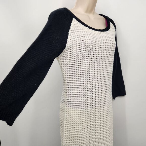 Rhapsody Maternity Sweater Size Small Cream Black Open Waffle Knit - Picture 1 of 10